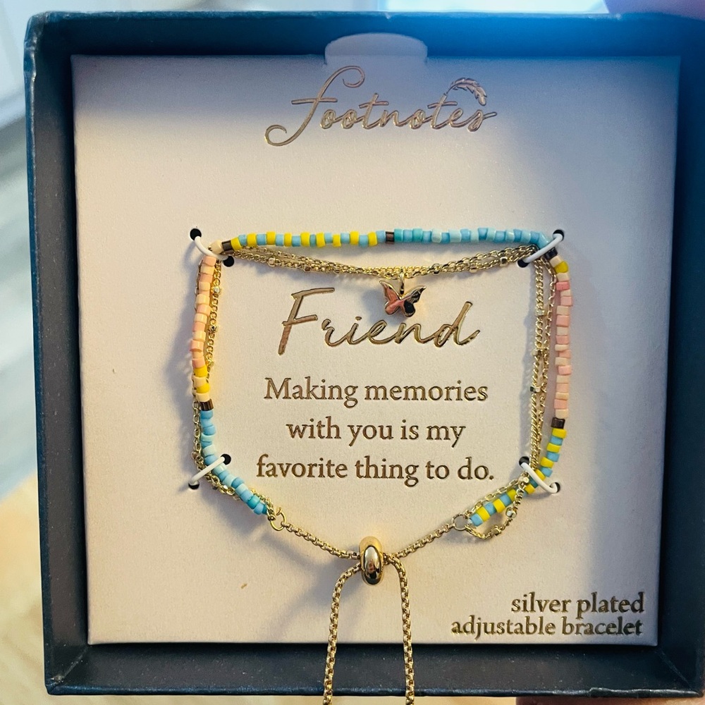 Footnotes Silver Plated Multicolor Beaded Bracelet